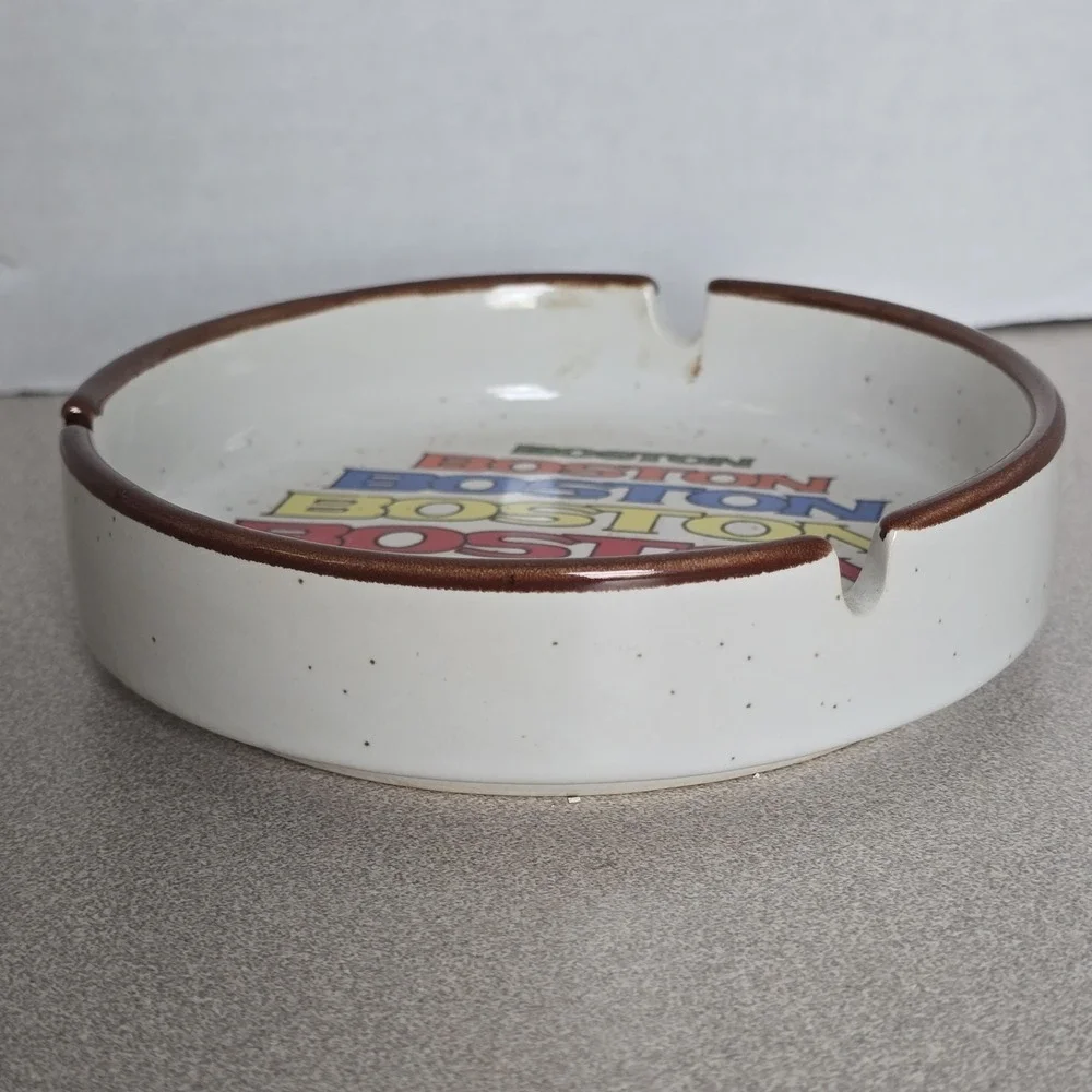 Vintage Boston‎ Ashtray Massachusetts Souvenir Rainbow 70s Speckled Bar Decor